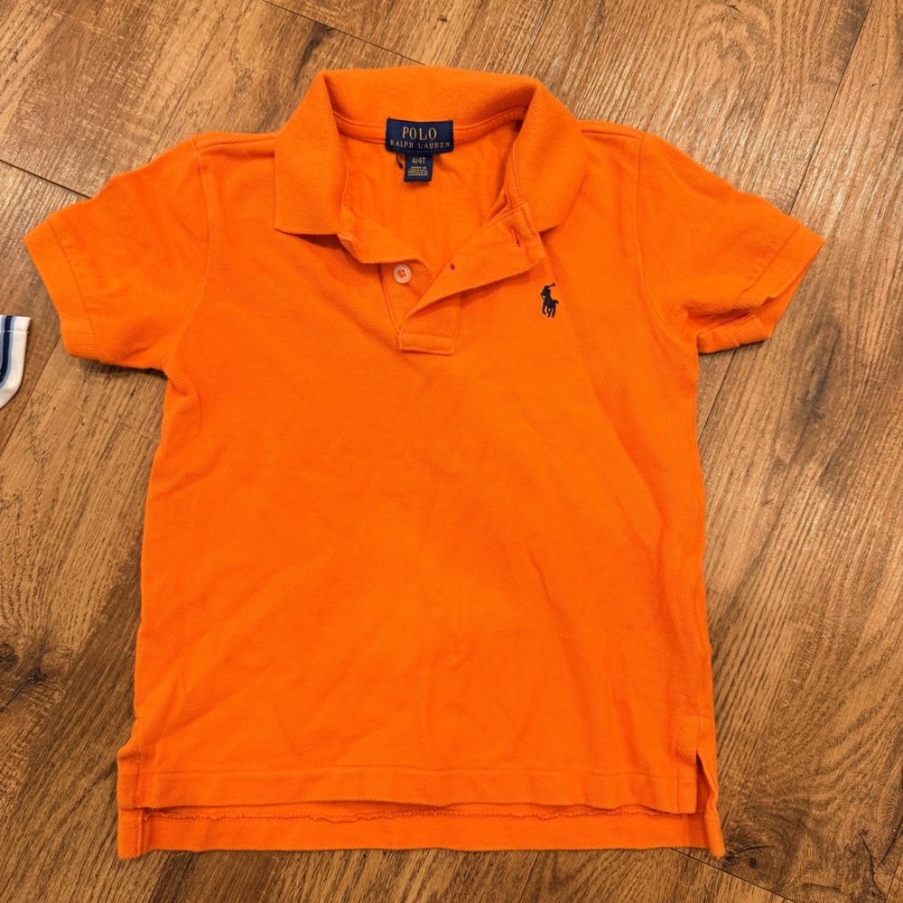 Polo Ralph Lauren Kids Shirts Bundle 5pc Size 4T Orange White Striped Polos Tees - Picture 2 of 16